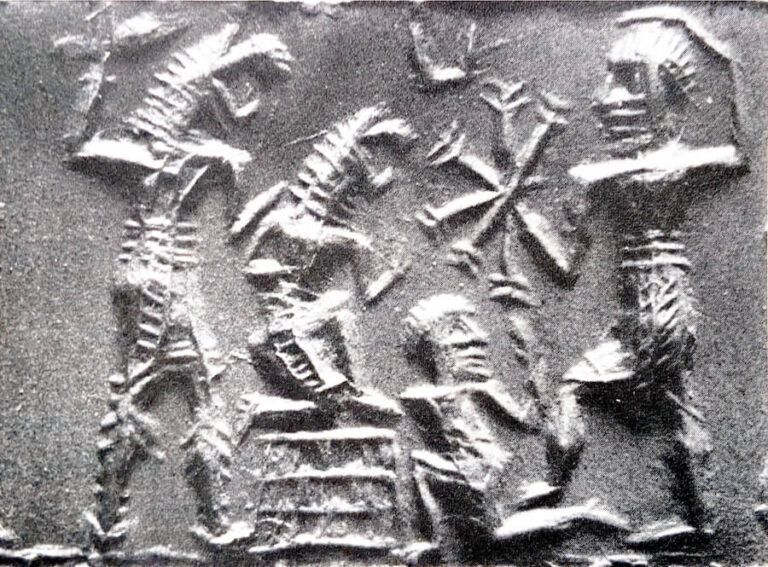 Angriff durch Dämonen, Zylindersiegel, Zweistromland, 2000 - 1600 v. Chr.