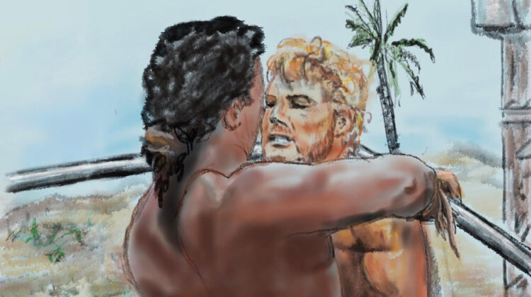 Gilgamesh und Enkidu im Nahkampf