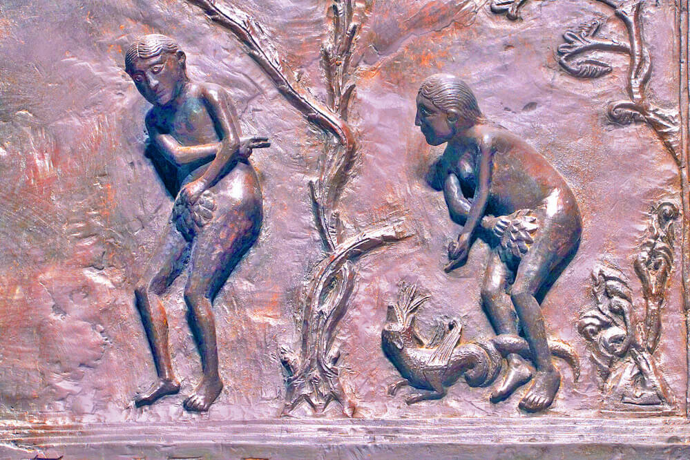 Adam und Eva, Hildesheimer Dom, Bernwards Türen