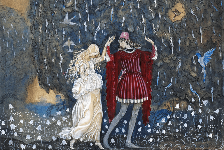 Lena und der Ritter (John Bauer) für die Göttin und ihr Heldenkönig