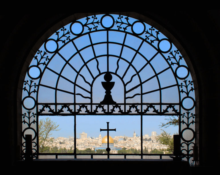 Blick vom Ölberg auf Jerusalem aus der Kirche Dominus Flevit